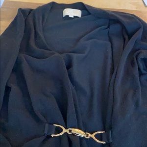 Joan Vass New York Black Cardigan with Gold Clasp